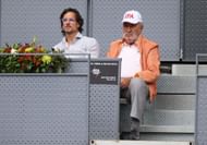 Feliciano Lopez (L) and Ion Tiriac (R) at the 2023 Madrid Open